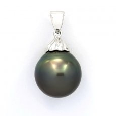 Ciondolo in Argento e 1 Perla di Tahiti Semi-Baroccha C 13.6 mm