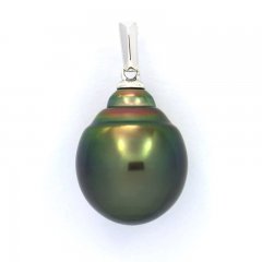 Ciondolo in Argento e 1 Perla de Tahiti Cerchiata C 12.3 mm