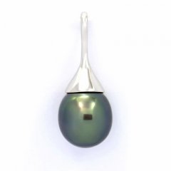 Ciondolo in Argento e 1 Perla di Tahiti Semi-Baroccha C 11.2 mm