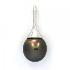 Ciondolo in Argento e 1 Perla di Tahiti Semi-Baroccha B 12.5 mm