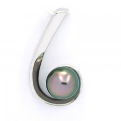 Ciondolo in Argento e 1 Perla di Tahiti Rotonda C 9.2 mm