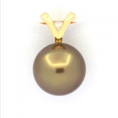 Ciondolo in Oro 18K e 1 Perla de Tahiti Rotonda B 9.9 mm
