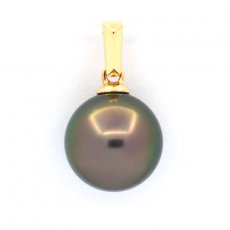 Ciondolo in Oro 18K e 1 Perla de Tahiti Rotonda B 9.6 mm