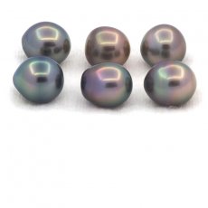 Lotto di 6 Perle di Tahiti Semi-Barocche B di 9.5 a 9.8 mm
