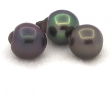 Lotto di 3 Perle di Tahiti Semi-Barocche B di 9 a 9.2 mm