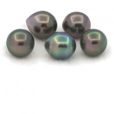 Lotto di 5 Perle di Tahiti Semi-Barocche C di 9 a 9.4 mm