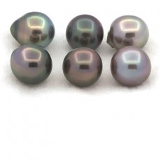 Lotto di 6 Perle di Tahiti Semi-Barocche C di 9.7 a 9.9 mm