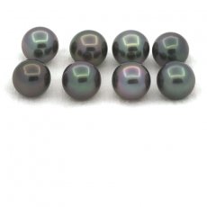 Lotto di 8 Perle di Tahiti Rotonde e Semi-Rotonde C di 8.6 a 8.9 mm