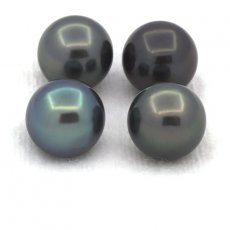 Lotto di 4 Perle di Tahiti Rotonde C di 9.5 a 9.6 mm