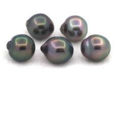 Lotto di 5 Perle di Tahiti Semi-Barocche B di 9.5 a 9.6 mm