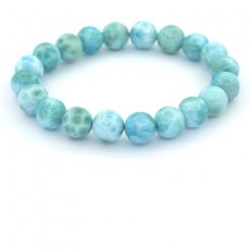 Braccialetto di 20 perle di Larimar - 9.5 a 9.8 mm - 16 cm - 26.2 gr