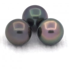 Lotto di 3 Perle di Tahiti Semi-Rotonde C di 10.7 a 10.8 mm