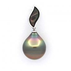 Ciondolo in Argento e 1 Perla de Tahiti Cerchiata B/C 13.3 mm