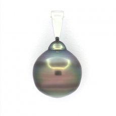 Ciondolo in Argento e 1 Perla de Tahiti Cerchiata B 13.6 mm