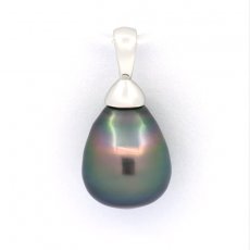 Ciondolo in Argento e 1 Perla di Tahiti Semi-Baroccha C 9.5 mm