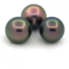 Lotto di 3 Perle di Tahiti Semi-Rotonde C di 11 a 11.3 mm