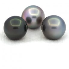 Lotto di 3 Perle di Tahiti Semi-Barocche C di 12.4 a 12.6 mm