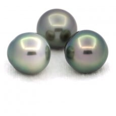 Lotto di 3 Perle di Tahiti Semi-Barocche C di 12 a 12.4 mm
