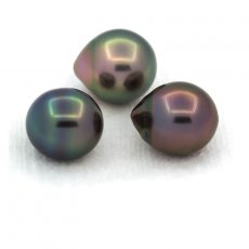 Lotto di 3 Perle di Tahiti Semi-Barocche B di 9 a 9.4 mm