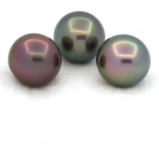 Lotto di 3 Perle di Tahiti Semi-Rotonde C di 12.5 a 12.7 mm