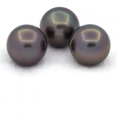 Lotto di 3 Perle di Tahiti Semi-Rotonde C di 12.6 a 12.8 mm