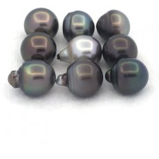 Lotto di 9 Perle di Tahiti Semi-Barocche C/D di 12 a 12.4 mm