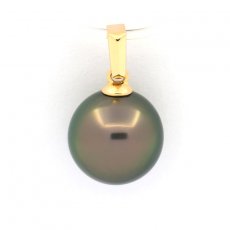 Ciondolo in Oro 18K e 1 Perla de Tahiti Semi-Rotonda B 10.1 mm