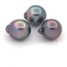 Lotto di 3 Perle di Tahiti Semi-Barocche B/C 10 mm