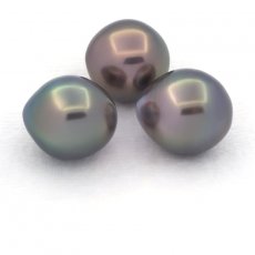 Lotto di 3 Perle di Tahiti Semi-Barocche C di 11 a 11.3 mm