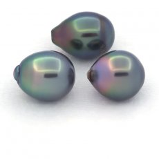 Lotto di 3 Perle di Tahiti Semi-Barocche C di 11 a 11.3 mm