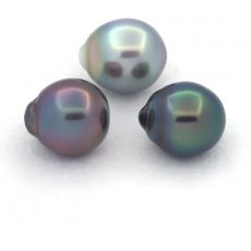 Lotto di 3 Perle di Tahiti Semi-Barocche C di 11 a 11.4 mm