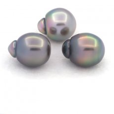 Lotto di 3 Perle di Tahiti Semi-Barocche B di 10.7 a 10.8 mm