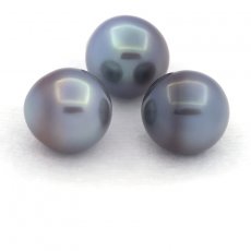 Lotto di 3 Perle di Tahiti Semi-Barocche B di 10.8 a 10.9 mm