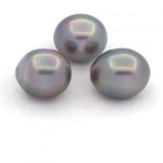 Lotto di 3 Perle di Tahiti Semi-Barocche B di 10.6 a 10.9 mm