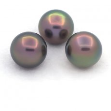 Lotto di 3 Perle di Tahiti Semi-Barocche B di 10.6 a 10.7 mm