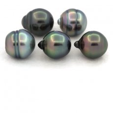 Lotto di 5 Perle di Tahiti Cerchiate B di 10 a 10.4 mm