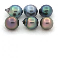Lotto di 6 Perle di Tahiti Semi-Barocche C+ di 8.5 a 8.9 mm