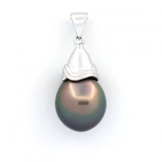 Ciondolo in Argento e 1 Perla di Tahiti Semi-Baroccha B 11.8 mm