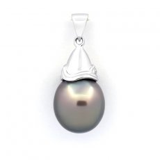 Ciondolo in Argento e 1 Perla di Tahiti Semi-Baroccha B/C 12 mm