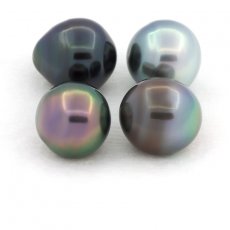 Lotto di 4 Perle di Tahiti Cerchiate C di 10 a 10.4 mm