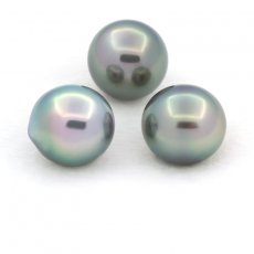 Lotto di 3 Perle di Tahiti Semi-Barocche C di 9.6 a 9.9 mm