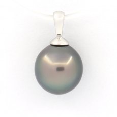 Ciondolo in Argento e 1 Perla di Tahiti Semi-Baroccha B 9.7 mm