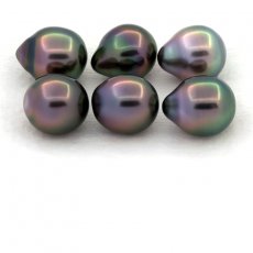 Lotto di 6 Perle di Tahiti Semi-Barocche B di 8.7 a 8.9 mm