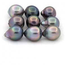Lotto di 9 Perle di Tahiti Semi-Barocche B di 9.5 a 9.7 mm