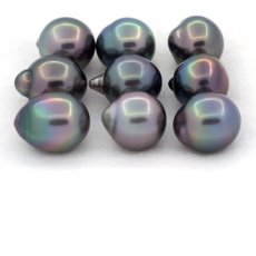 Lotto di 9 Perle di Tahiti Semi-Barocche B di 10.1 a 10.4 mm