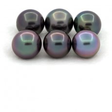 Lotto di 6 Perle di Tahiti Semi-Rotonde C di 9 a 9.4 mm