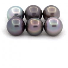 Lotto di 6 Perle di Tahiti Rotonde e Semi-Rotonde C di 9.5 a 9.9 mm