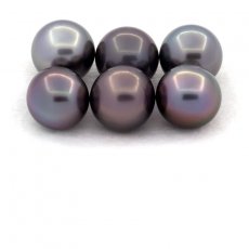 Lotto di 6 Perle di Tahiti Rotonde e Semi-Rotonde C di 9.2 a 9.4 mm