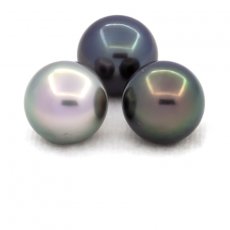 Lotto di 3 Perle di Tahiti Rotonde C di 11.2 a 11.4 mm