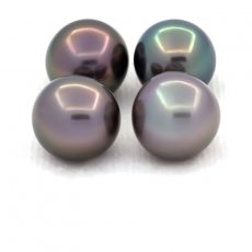 Lotto di 4 Perle di Tahiti Semi-Rotonde C di 10 a 10.4 mm